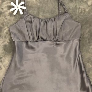Silver satin top with braided straps